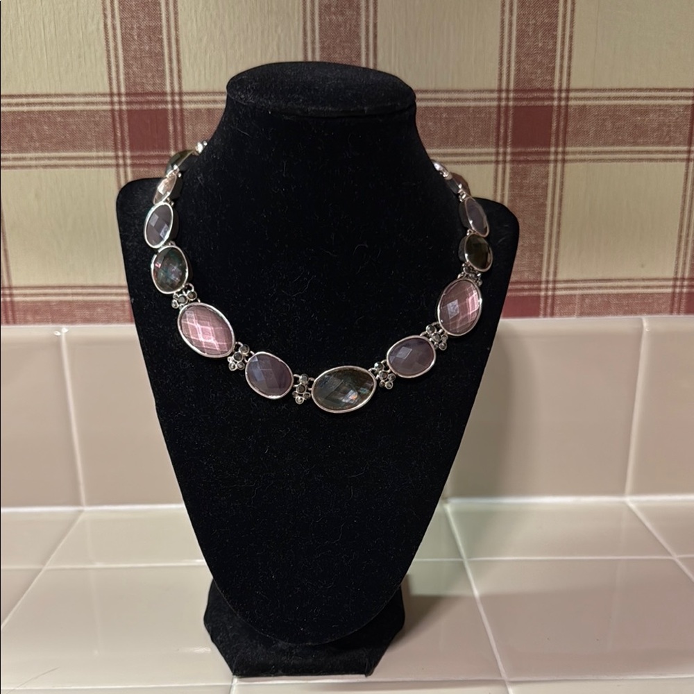 Elegant Silver and Purple Necklace